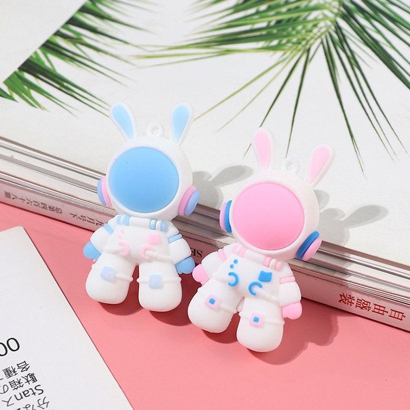 [Wholesale Prices] Pink Blue Bunny Pendant Key Ring Space Rabbit Couple Keychain Girls Backpack Hanging Ornament Birthday Decorative Gift Souvenir