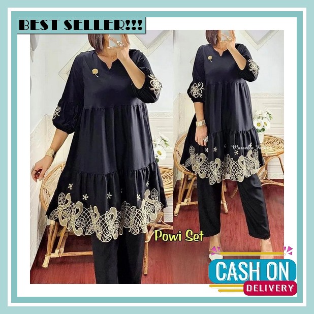 Baju Setelan Dicky One Set 2In1 Matt Cringkle Premium Sablon Polos Basic Fashion Wanita Muslim Ootd 