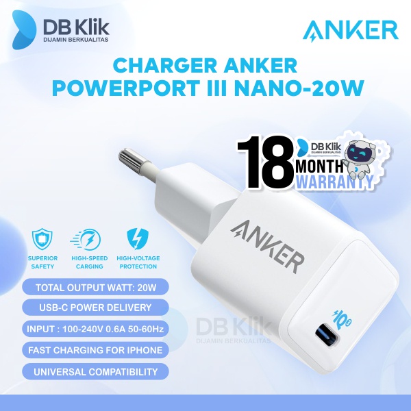 Charger Anker PowerPort III Nano-20W USB-C (A2633L22)- Anker Powerport - WHITE