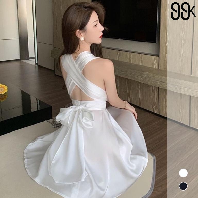 MURAH BANGET Satin Party Cocktail Mini Dress White Night 1417 (S-XL)