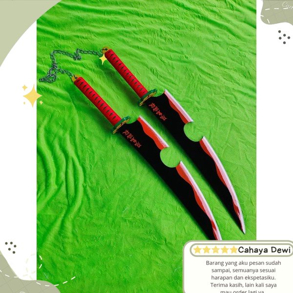 mainan pedang kayu cosplay nichirin uzui tengen demon slayer kimetsu no yaiba Original