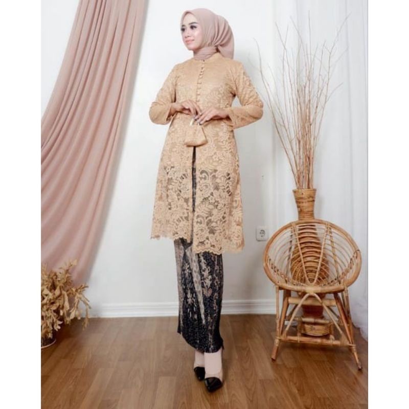 Stelan Tunik Brukat Kancing Tunik Busui Kebaya Sage