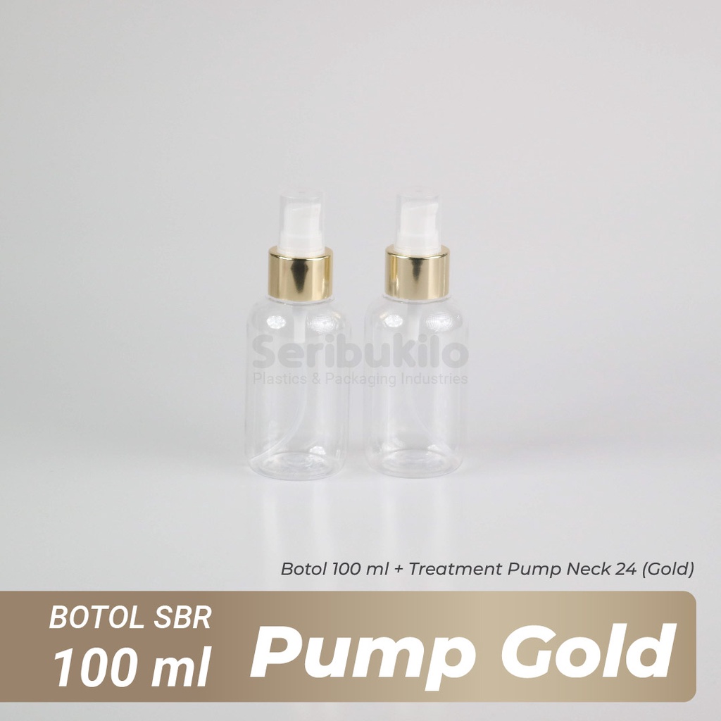 Botol Pump 100 ml SBR Gold/Botol PET Treatment Pump 100 ml Gold Half Cover