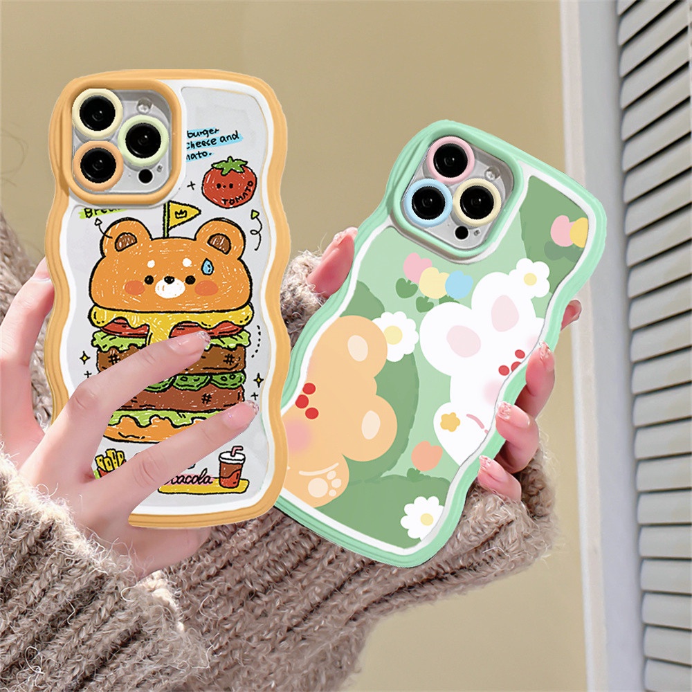 Soft case Redmi Note 11S 11 Pro Redmi 10C 10A 9A Note10 5G Note 10S 9C 9T Note9 Note8 Poco X3 Pro NFC Rabbit Beruang Rabbit Dan Graffiti Hamburger TPU Wave Edge Phone Cover