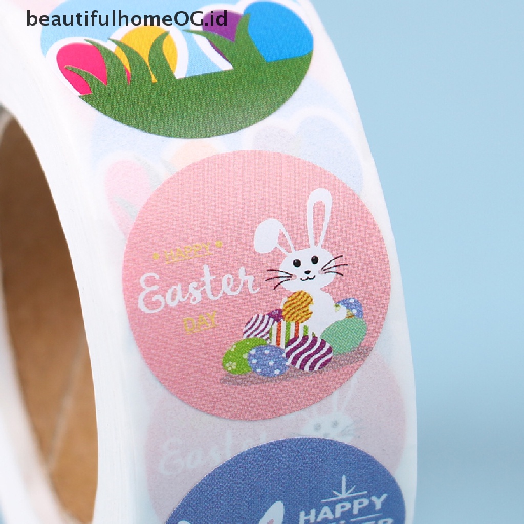 // Beautifulhomeog.id// Happy Easter Stiker Kelinci Self Adhesive Seal Label Sticker Decor Handmade **