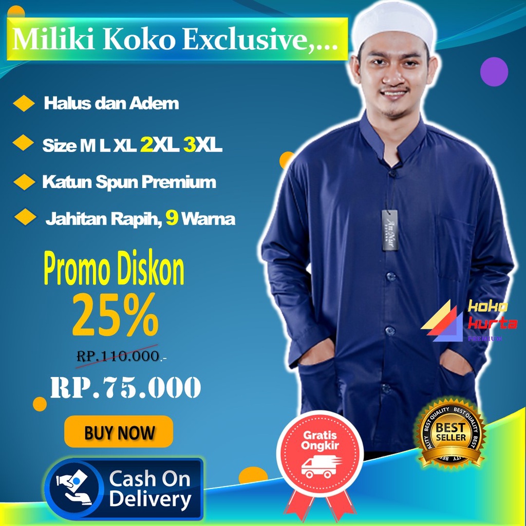 Pakaian Baju Atasan Hem Koko Kokoh Model Haibah Ammu Anmu Muslim Pria Peria Remaja Kurta Kemko Habib