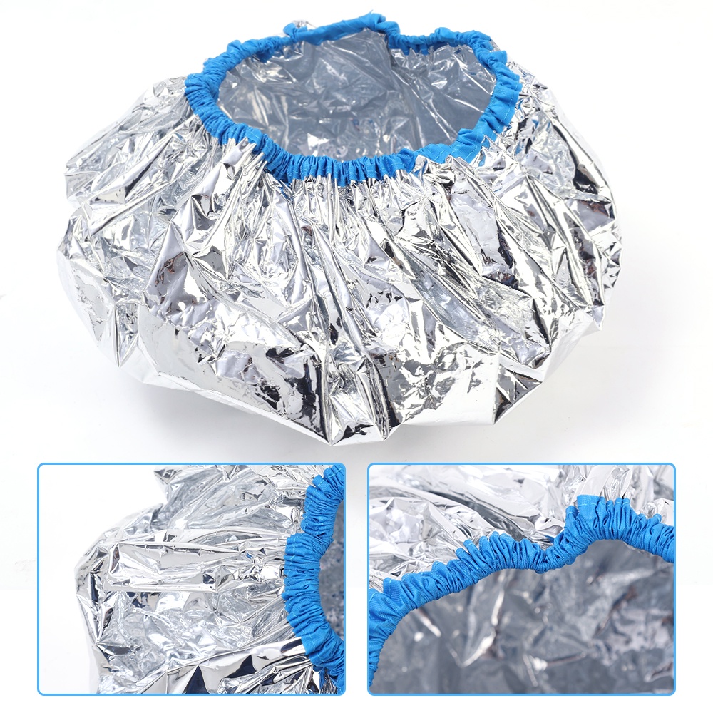 1pc Reusable Aluminium Foil Topi Penguapan Masker Rambut Deep Conditioning Dyeing Hat Bahan Insulasi Panas Topi Mandi Elastis Untuk Kamar Mandi Salon Rambut