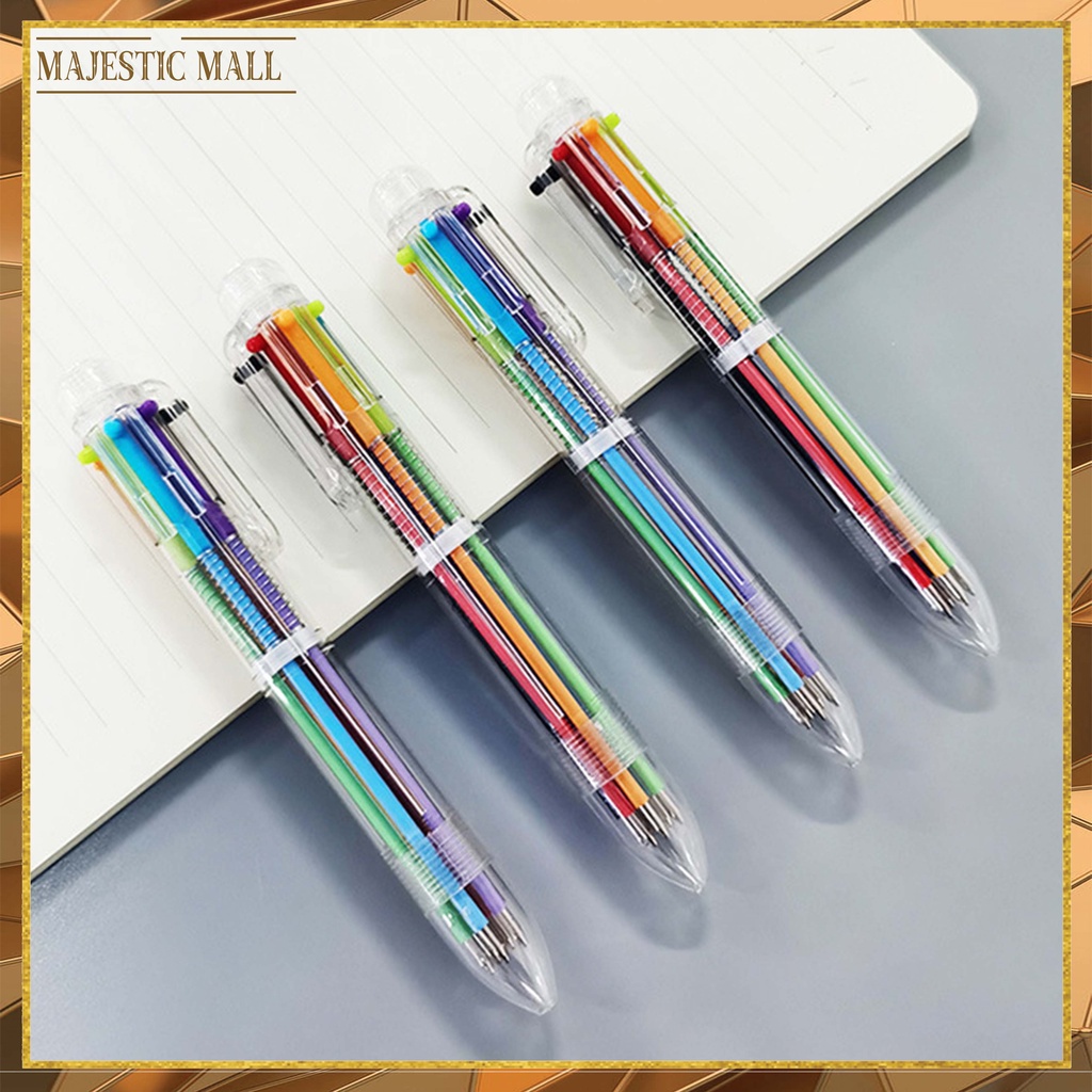 

® Pulpen 6 Warna Transparan Pena Ballpont Pen Six-in-One Color Import COD