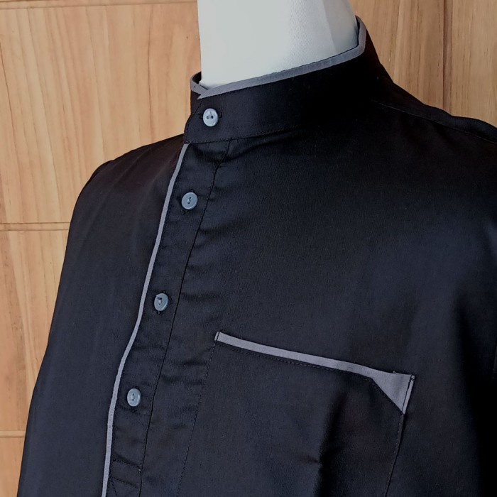 Jubah Pria Gamis Pria Selutut Lengan Panjang Bahan Toyobo Idary By AL Qudwah - Black, M premium mode