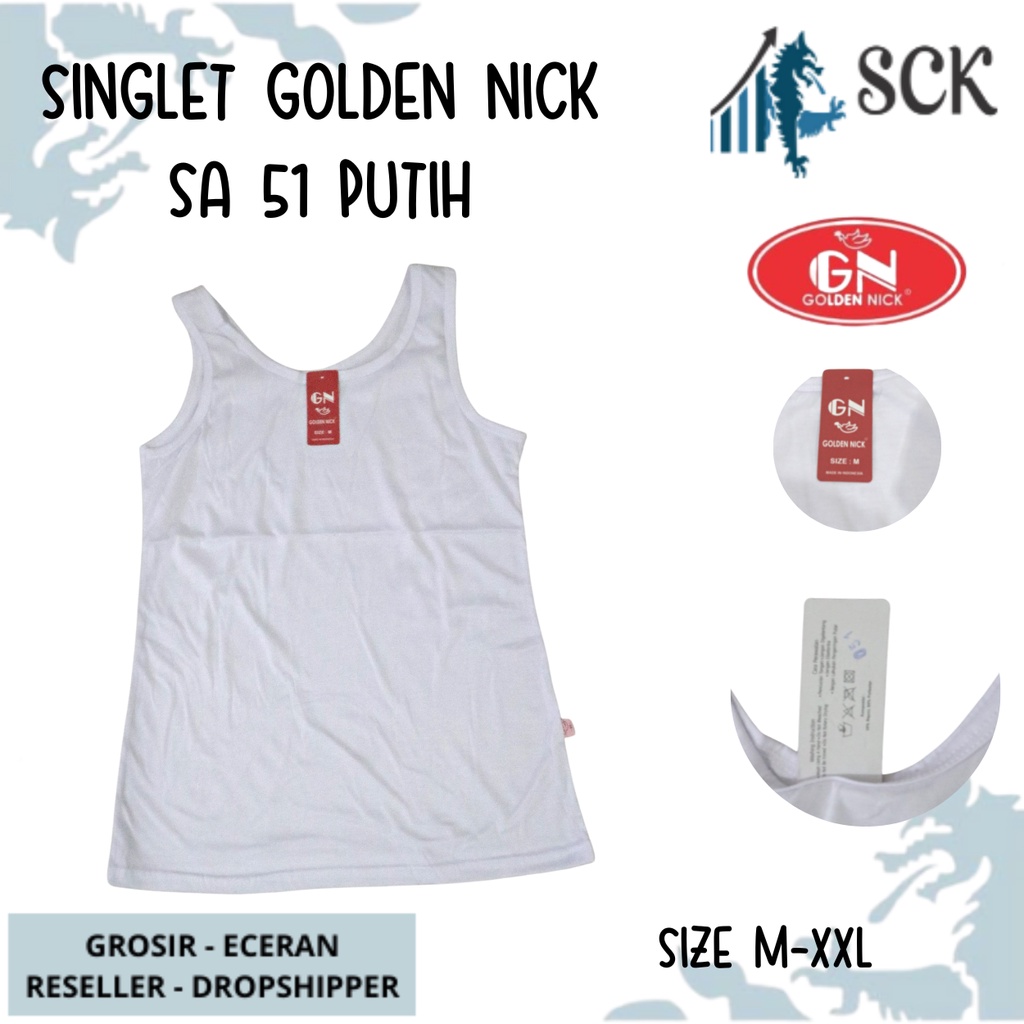 Singlet Wanita GOLDEN NICK SA 51 PUTIH / Tanktop Tali Besar / Pakaian Dalam Olahraga Fitness Yoga - sckmenwear GROSIR