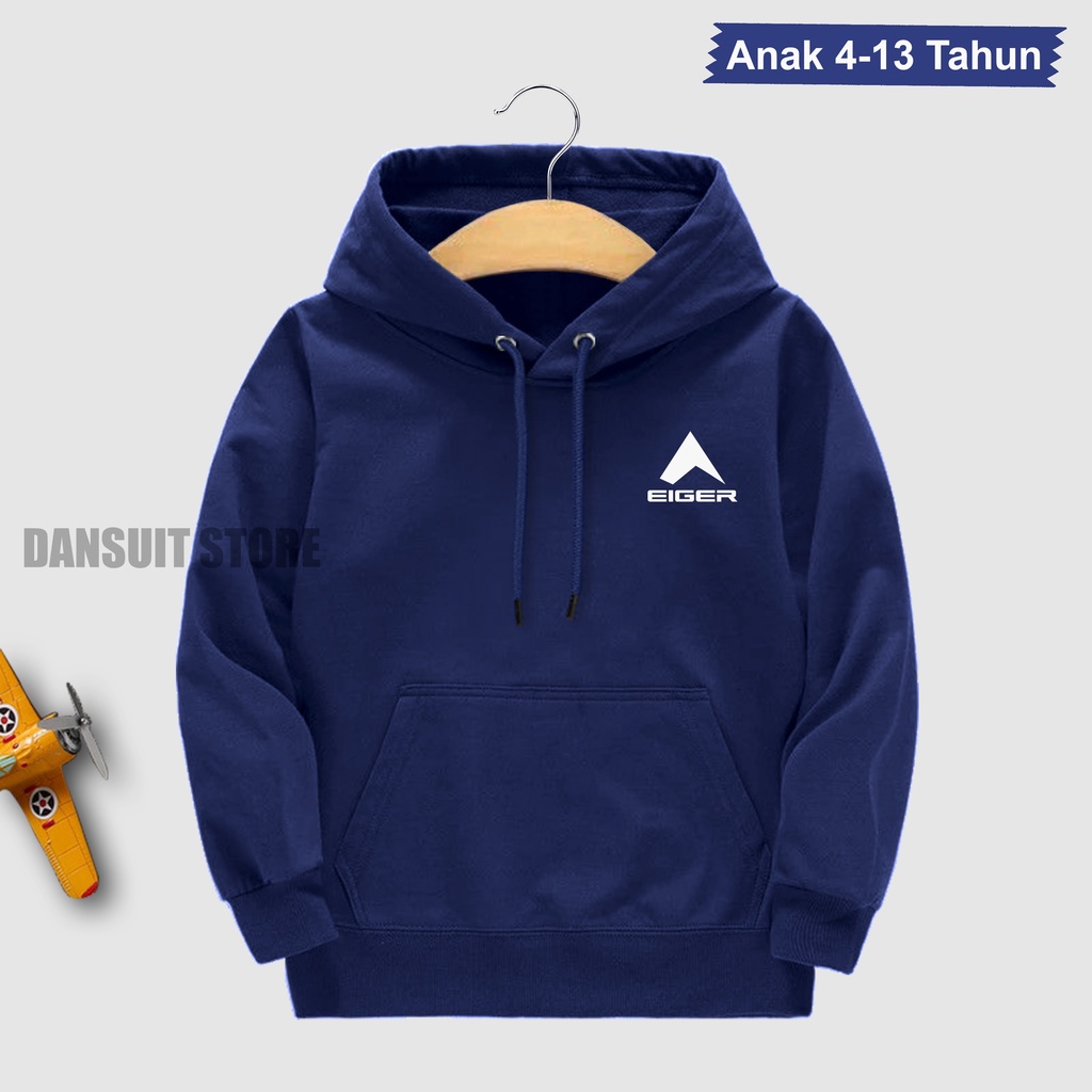 Sweater Hoodie Anak Laki-laki/Perempuan Usia 4-13 Tahun Hoodie Anak Motif Logo EIGER Bahan Tebal Premium