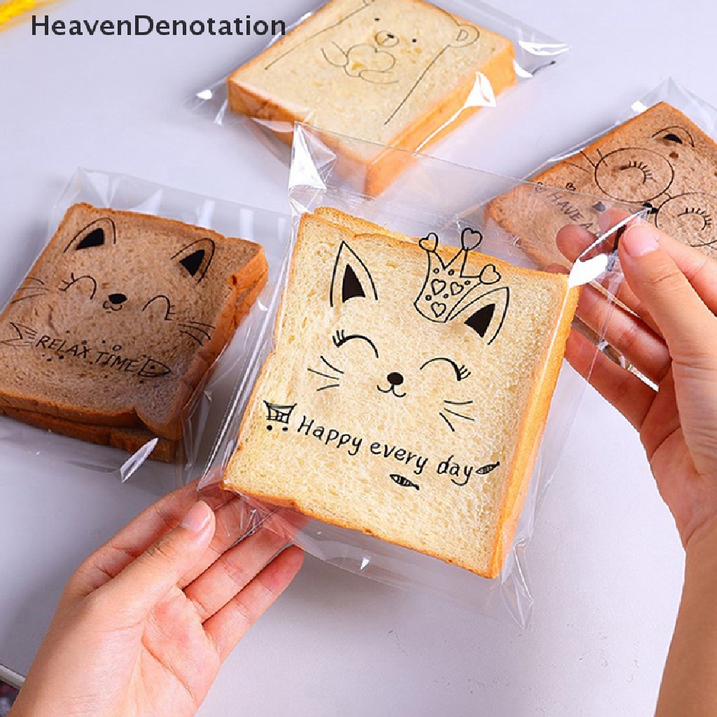 [HeavenDenotation] 100pcs Kantong Roti Kartun Self Adhensive Packaging Bags Sandwich Bags Untuk Anak-Anak HDV