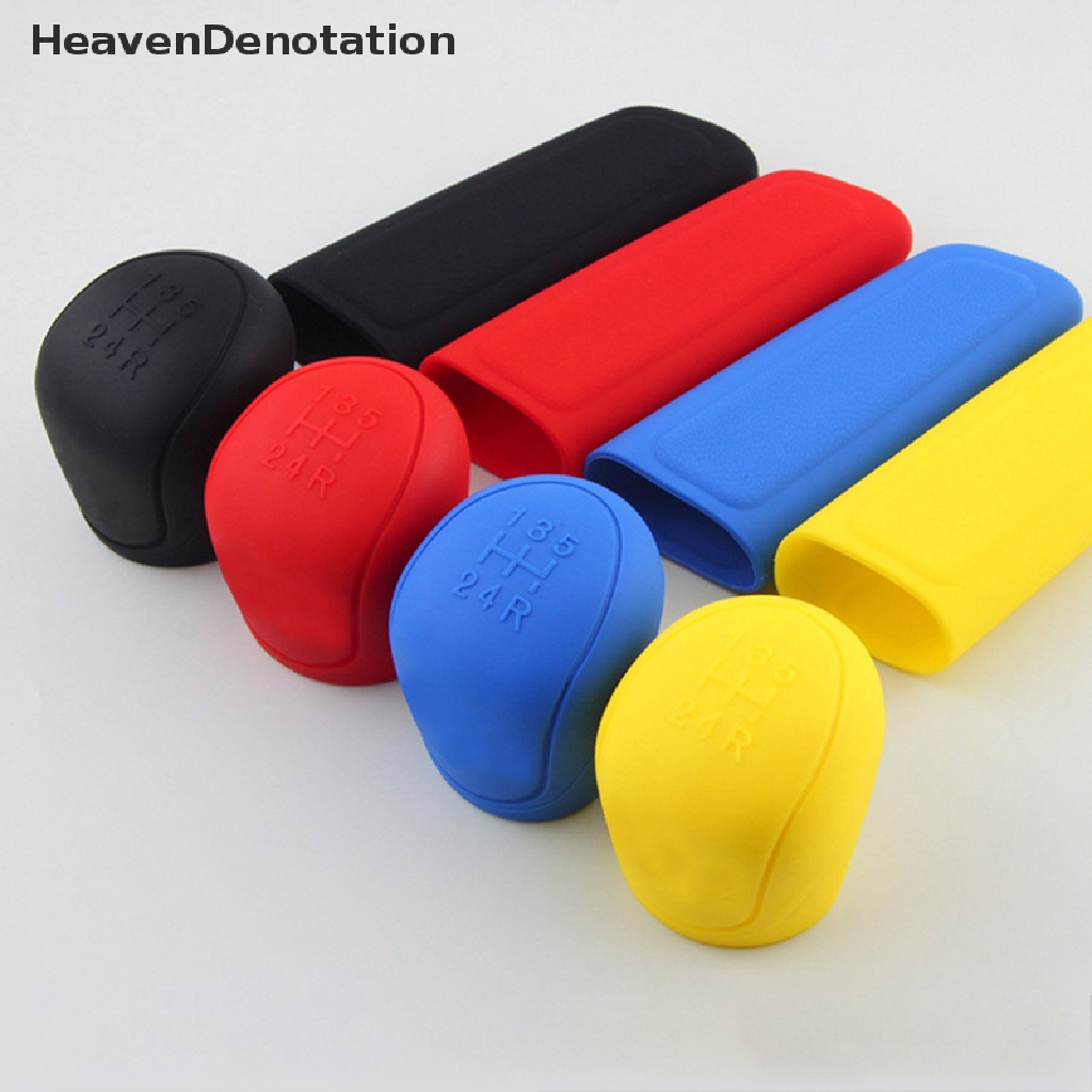 [HeavenDenotation] 1pc Mobil Auto Manual Silicone Shift Gear Head Knob Cover Handbrake Penutup Rem Tangan Sleeve Case Pelindung Kulit Styling Mobil HDV