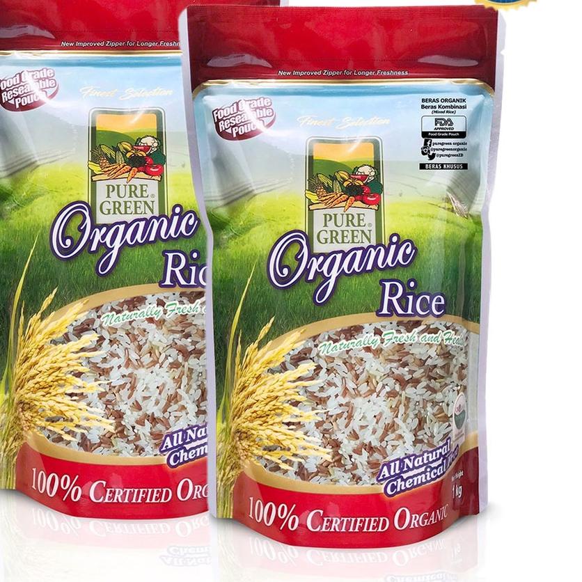 

♢ Puregreen Organic Rice Beras Organik Kombinasi (Mixed Rice) Paket 2 x 1 kg ▲