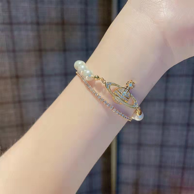 Gelang Kalung Mutiara Kristal Planet Klavikula Emas Perak Rantai Choker Bracelets Untuk Aksesoris Perhiasan Wanita