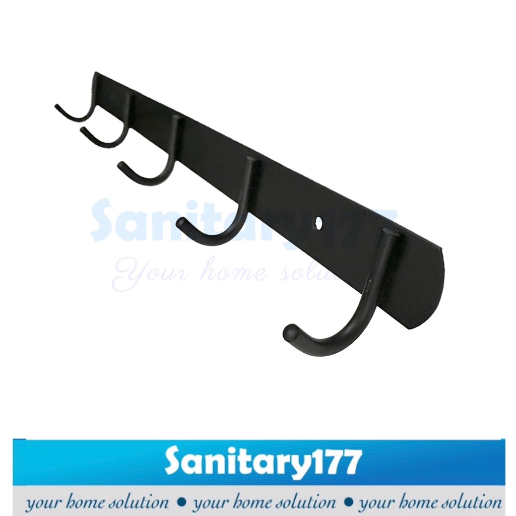 Kapstok Gantungan baju stainless 304 HITAM 5 Kait K5-Hook hooks Minimalis black  stenlis sus304