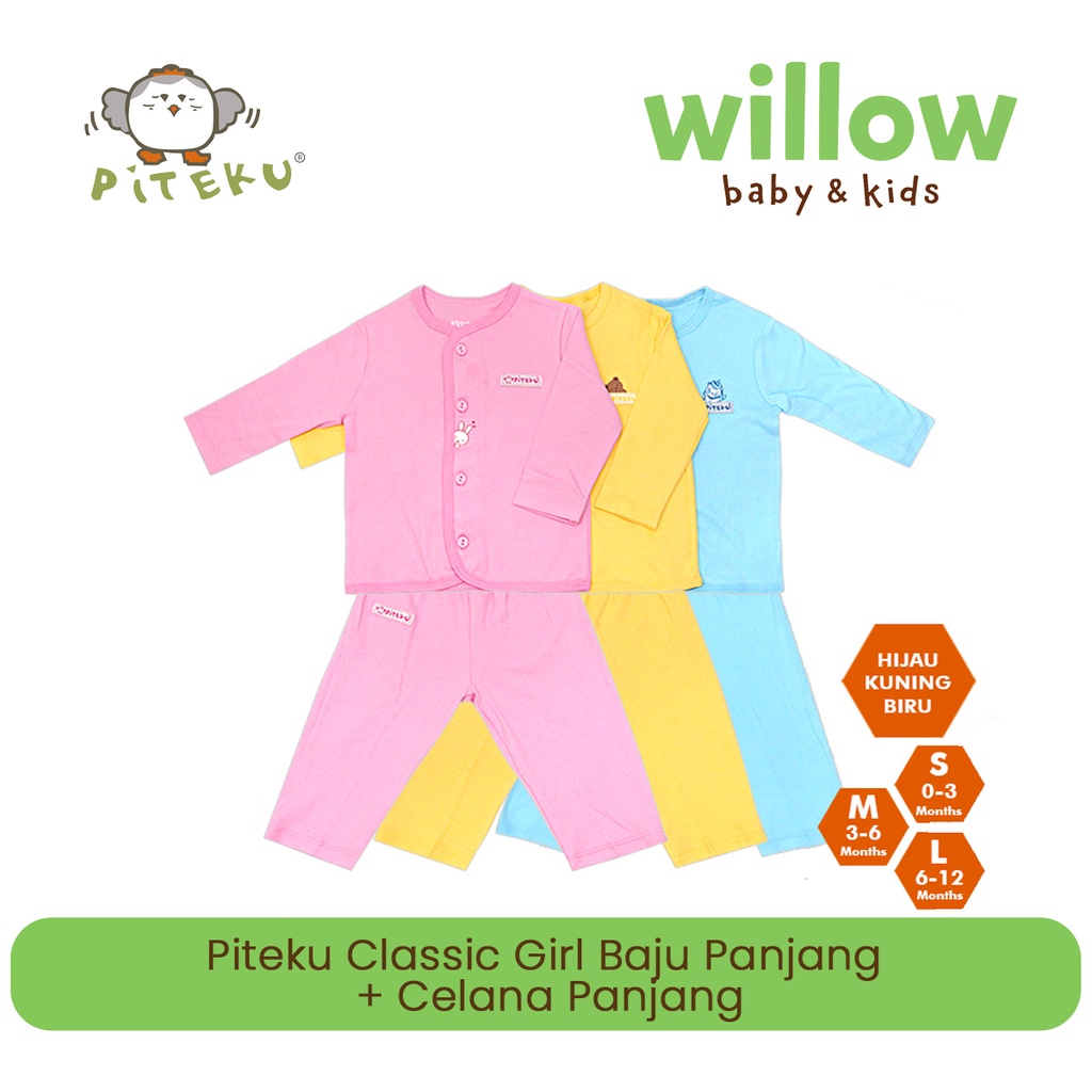 Baju Tidur Anak - Piteku Classic Girl Baju Panjang Bis+Celana Panjang Bis