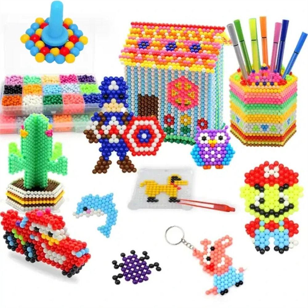 Mxbeauty Manik-Manik Semprotan Air 1000pcs/box Mainan Anak Puzzle Craft Kit 3D Beads Magic Toys Color Crystal Beads