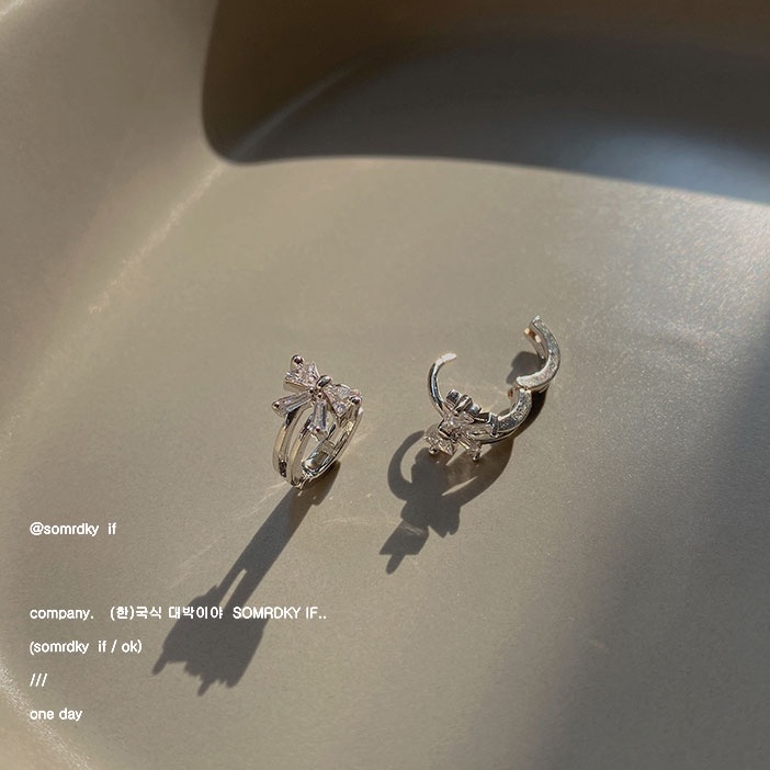 S925 Perak Busur Zirkon Anting Perempuan Musim Panas Baru Korea Fashion Earrings Earring Aksesoris Hadiah