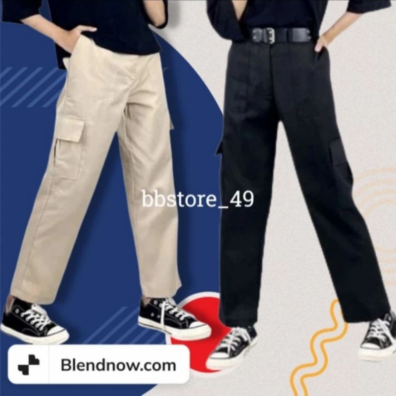 Celana Cargo Pants Panjang Wanita Fit XL 35-75kg Bigsize Jumbo Pinggang Karet PDL Wanita Korean Styl