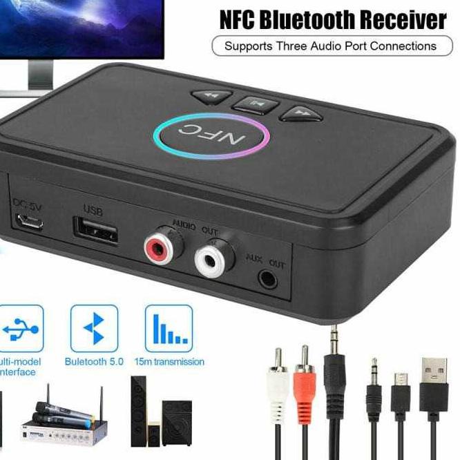 ✵ Centechia Audio Bluetooth 5.0 Receiver Adapter NFC RCA AUX Spiker Audeo Blutut Speaker Universal B