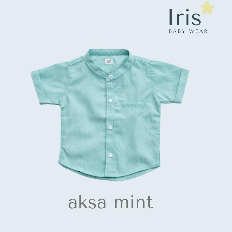 ✷ Iris Baby Wear - Atasan Kemeja Bayi Koko Anak Laki Laki Polos Lengan Pendek Bayi Kemko Anak Hijau 