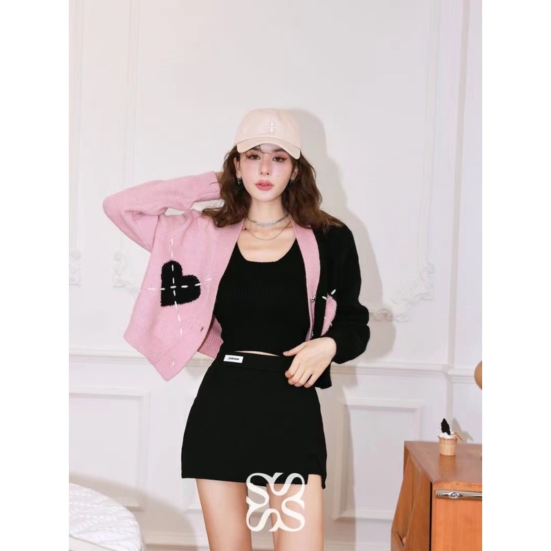 Valen Cardigan Knit Mix Two Colour - Atasan Wanita Rajut Import TM (6572)