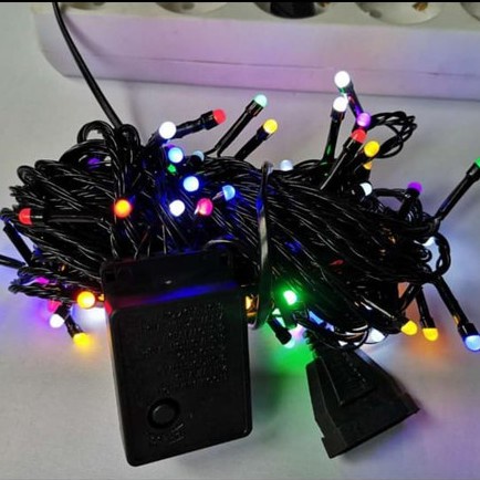 Lampu Hias Natal Tumbler LED Lombok Kecil Warna Warni Kabel Hitam