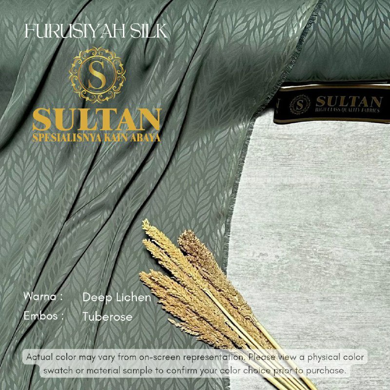 50CM EMBOS TUBEROSE FURUSIYAH SILK DEEP LICHEN KAIN SULTAN  (MEREK LAMA: FURSAN SILK)