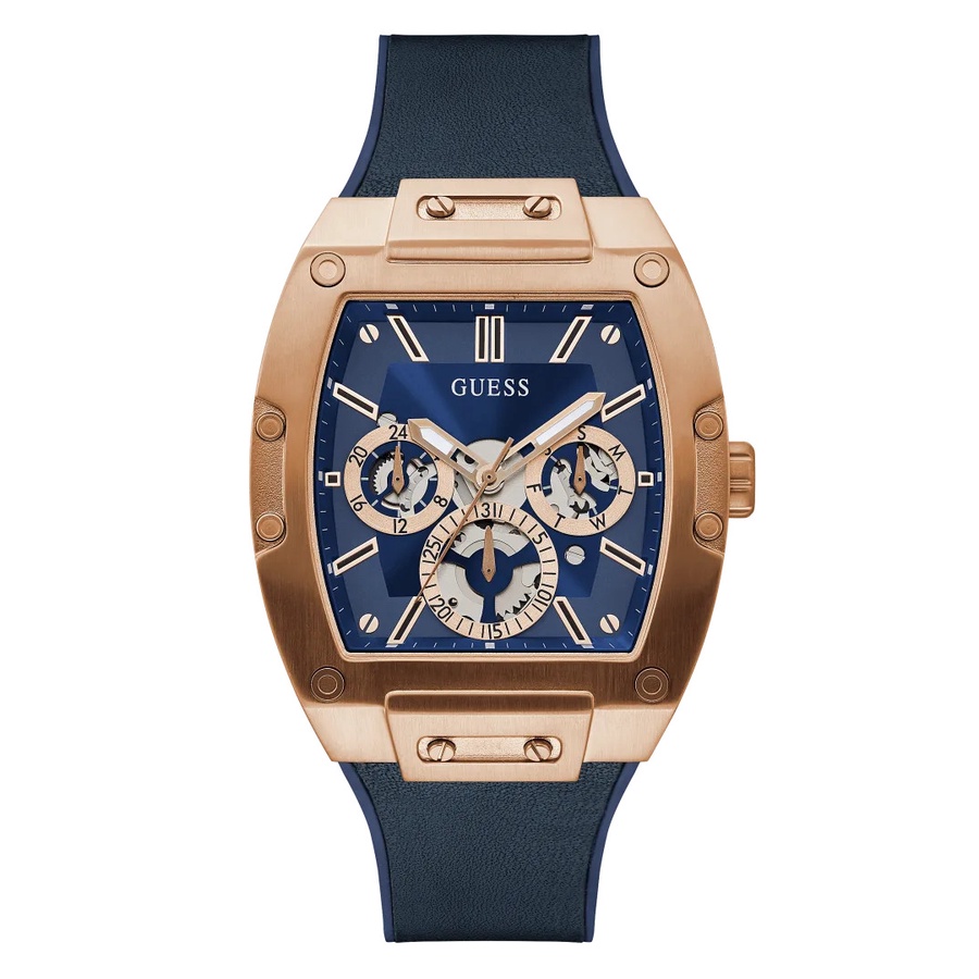 GUESS GW0202G4 Original PHOENIX Jam Tangan Pria Analog Rose Gold Biru