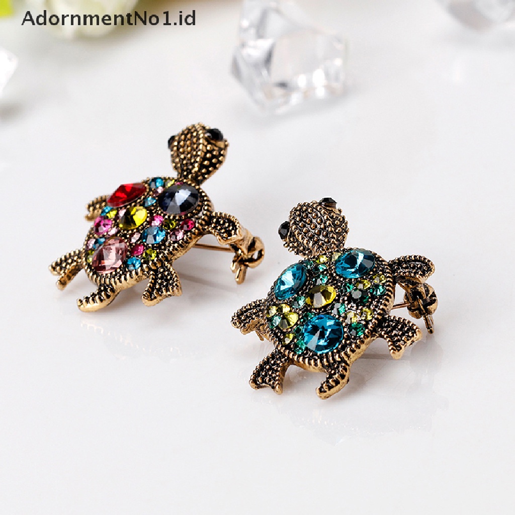 [AdornmentNo1] Kepribadian Lucu Retro Penyu Kecil Bros Berlian Imitasi Hewan Turtle Brooch [ID]