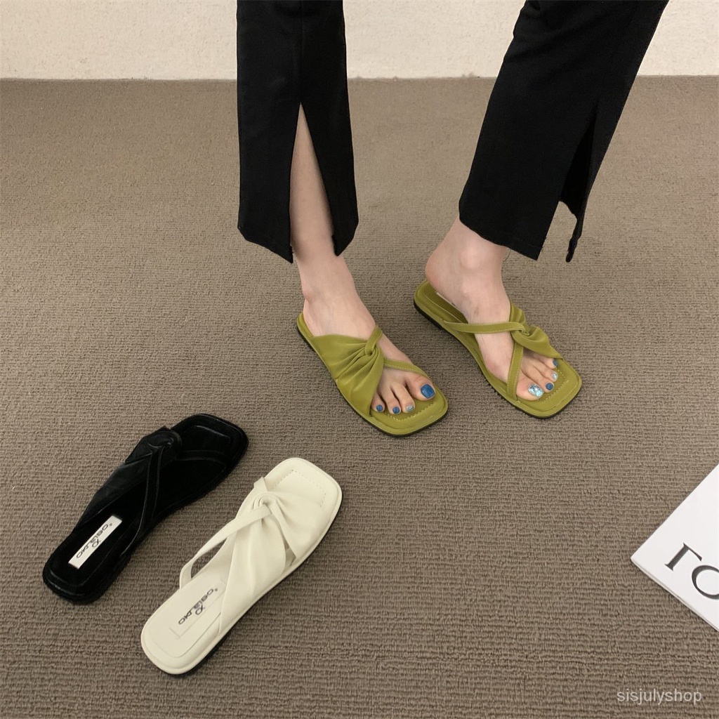 [✅BISA COD] #Sisjuly# Sandal wanita dengan dasar tebal sandal sepatu datar satu bagian sandal sepatu