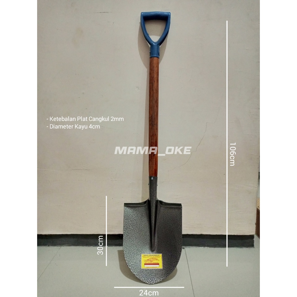 Sekop Crocodile Gagang Kayu Coating Hammertone