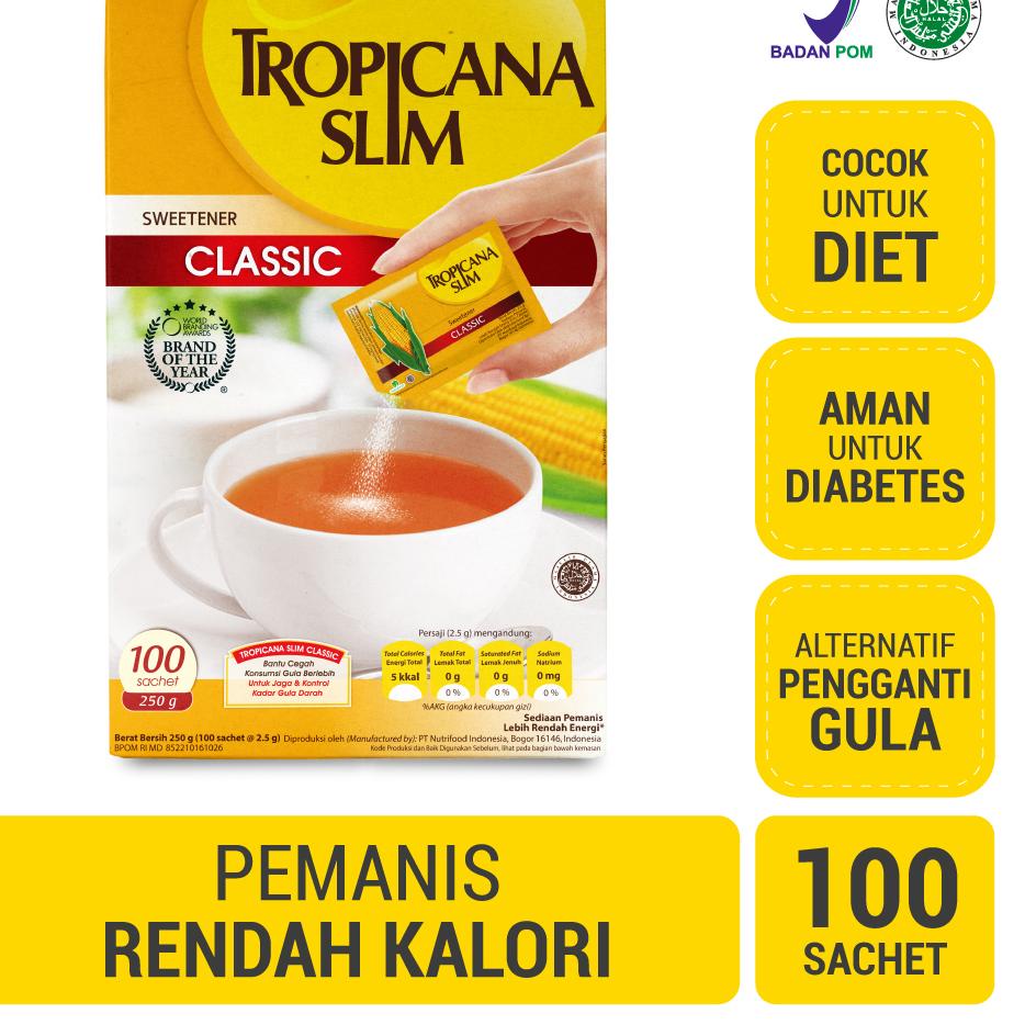 

✨STAR✨ Tropicana Slim Sweetener Classic 100 sachet - Pemanis untuk Bantu Batasi Gula 