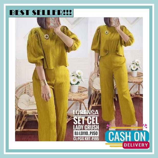 Model Terbaru Ramdan Official 015 Milly Setelan Tunik Dan Celana One Set Kekinian Matt Rayon Crinkle