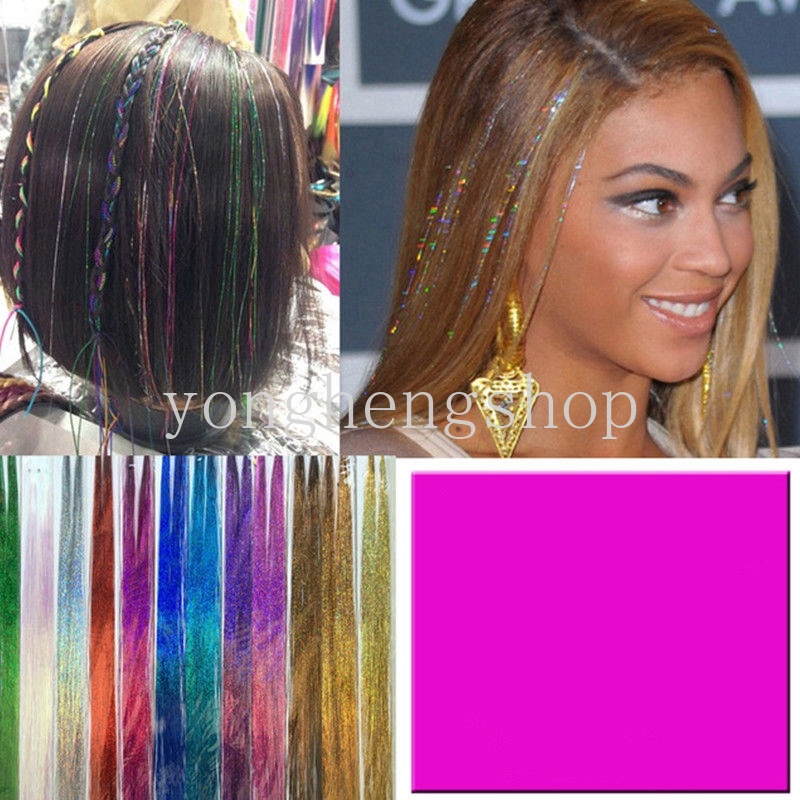 Extension Rambut Model Kepang Panjang 100cm Warna Pelangi Holografik Berkilau