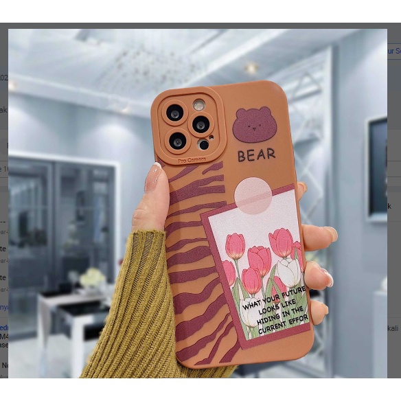 Case Redmi Note 10 Note 10S Casing Cute Halo Brown Bear Character Silicon Premium