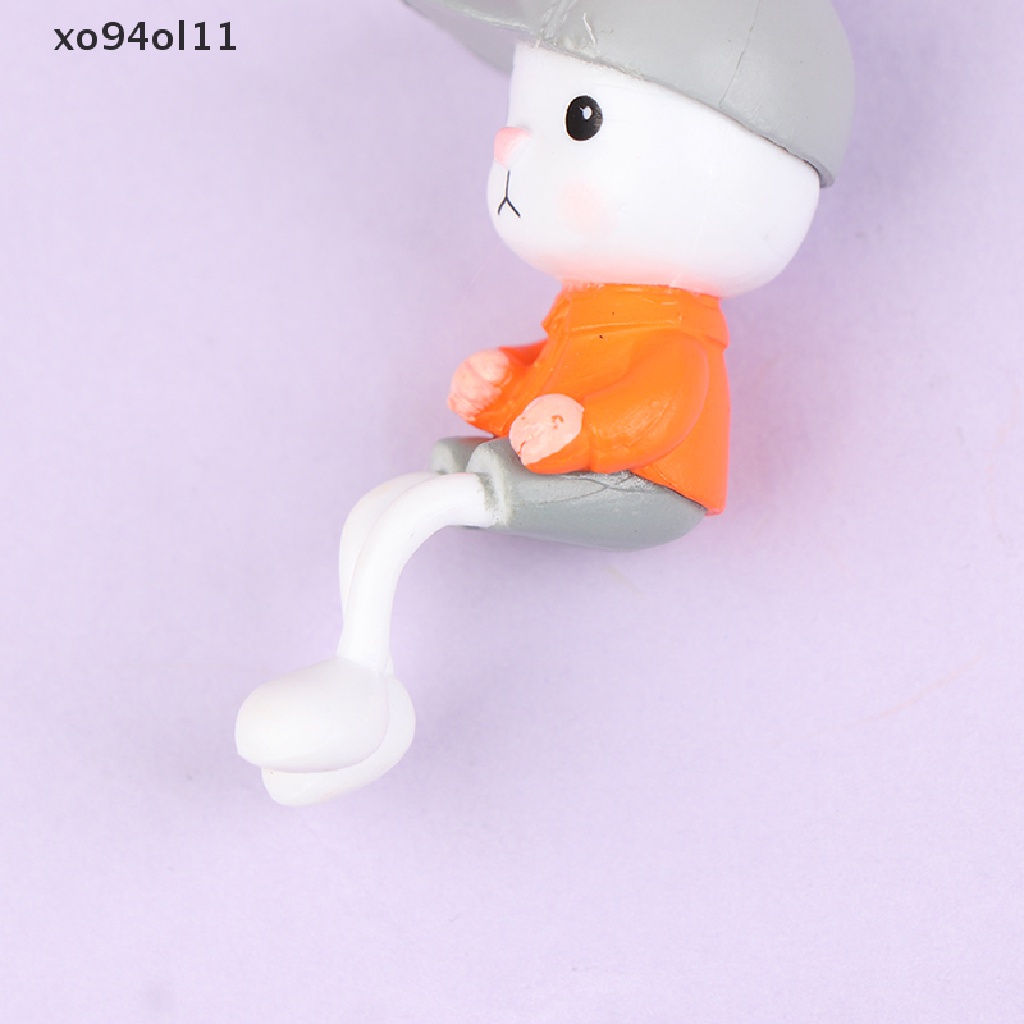 Xo Patung Dekorasi Pemandangan Miniatur Kelinci Kaki Panjang Resin Lucu Home Decor OL