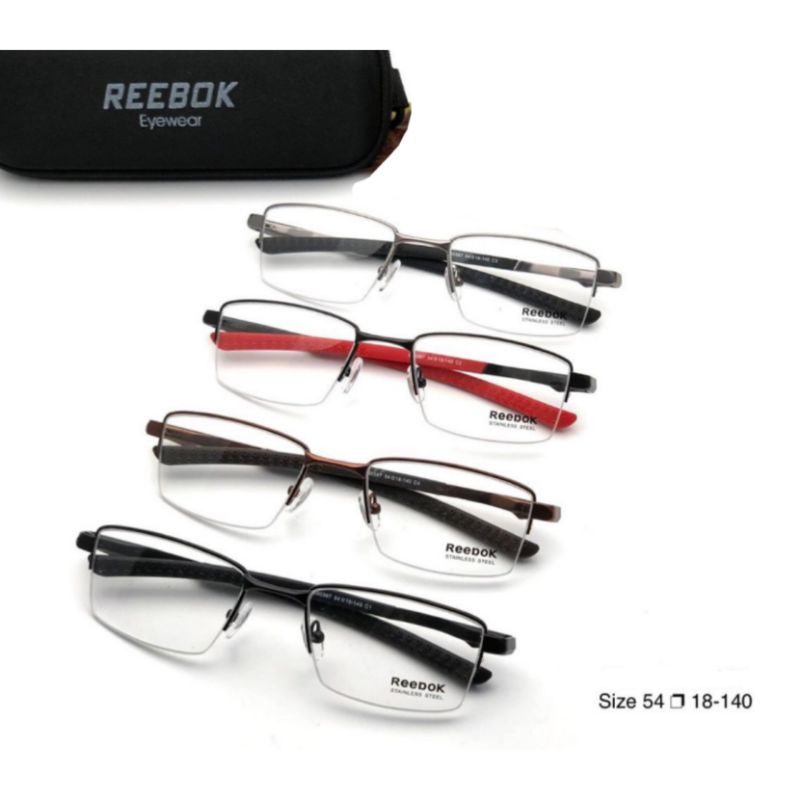 Frame Kacamata Sporty Minus Pria Cowok - Half Frame REEBOK - Kacamata Stainless Premium