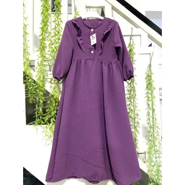 Gamis Anak Fazila Taro Lavender Usia 1-12 Tahun Bahan Crincle Airflow Premium