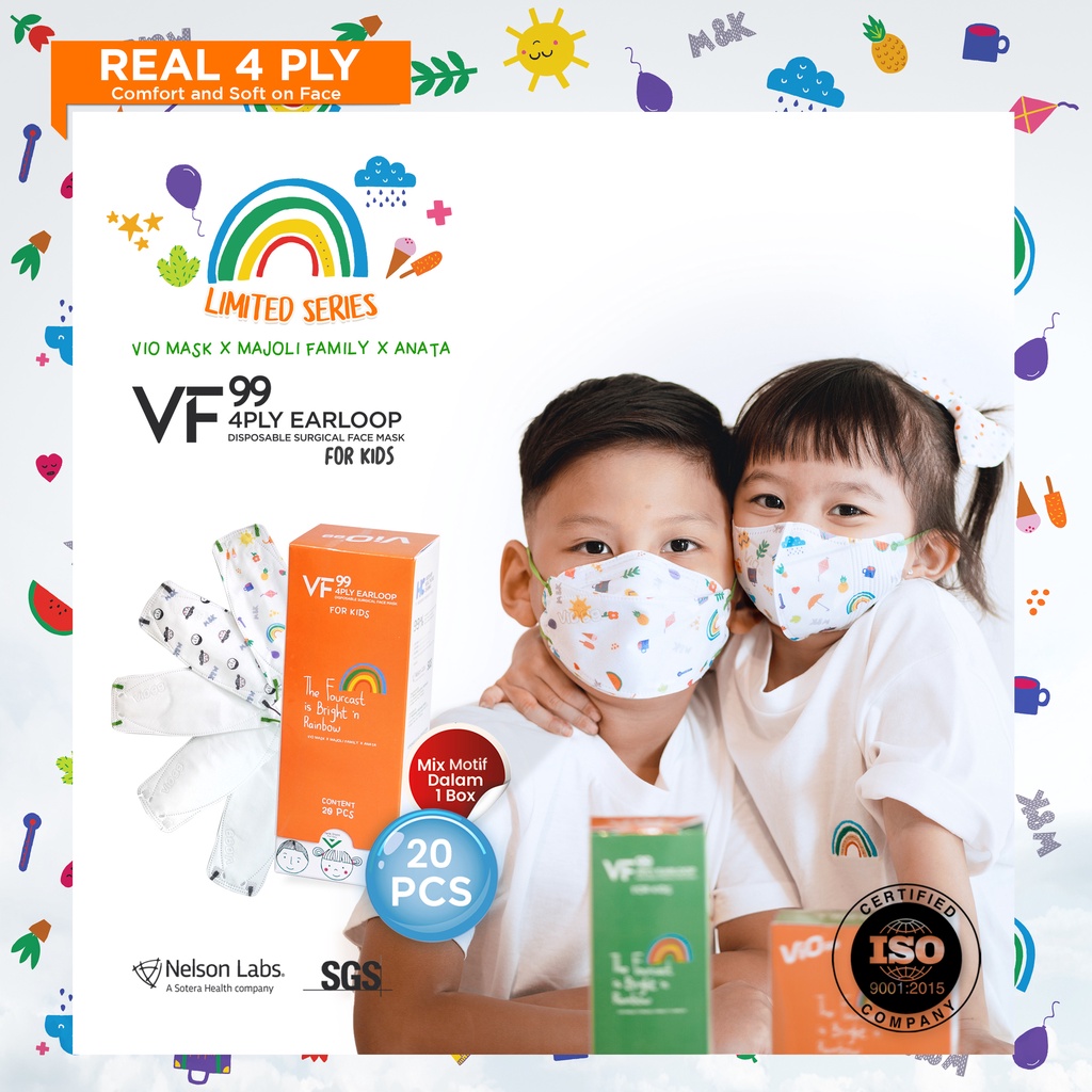 Vio99 x Majoli x Anata - Vio VF Kids Mask 4 ply Limited Series isi 20 Mix Motif