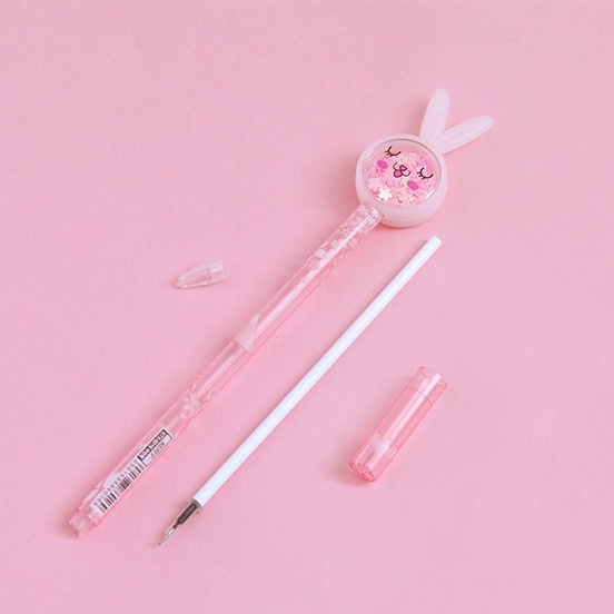 1pc Kawaii Cute Rabbit Modelling Gel Pen 0.5mm Isi Ulang Tulisan Hitam Pena Netral Perlengkapan Kantor Sekolah