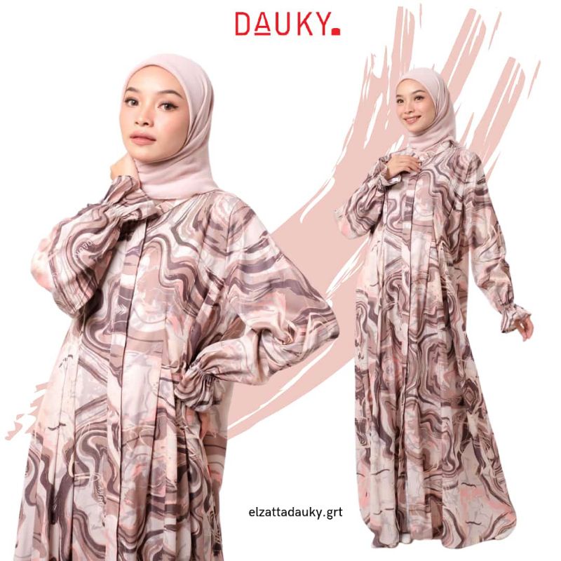 Baju Gamis Wanita Dauky Gamis Motif Terbaru L Dress Marble Bahan Poly Rayon Ukuran S sampai 2XL