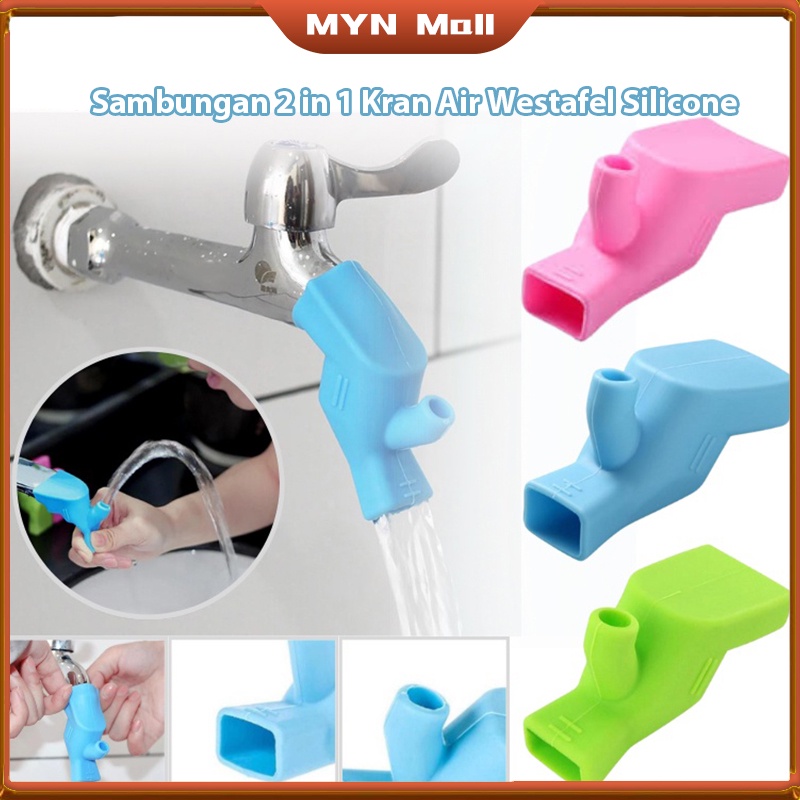 Sambungan Kran Air Bahan Silikon 2 in1 Faucet Extender Elastis Penyambung Kepala Keran Westafel Silicone + Lubang Air Untuk Kumur Sikat Gigi Warna campuran