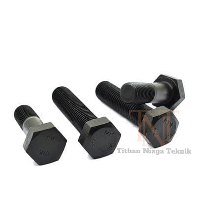 M18 DRAT / PITCH 2.5 ; GRADE 10.9 ; BAUT HEX BAJA HITAM ; M18 x 80 / 90 / 100 / 110 / 120 / 130 / 14