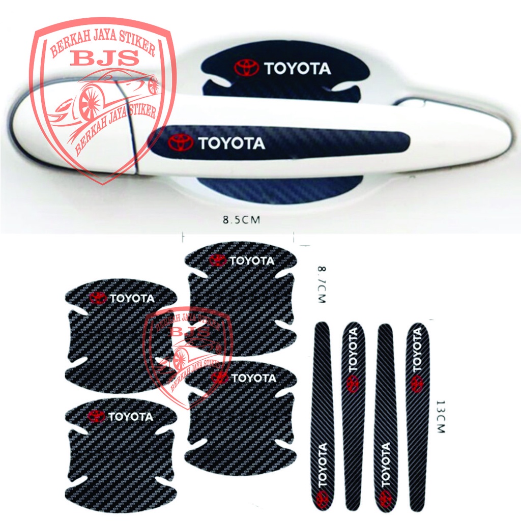 terbaru stiker karbon 4/8PCS Car-styling Stiker Toyota Fiber Karbon Handle Pintu Mobil Dekorasi Akse