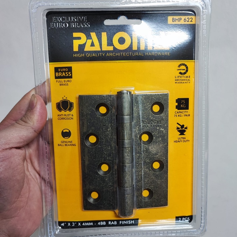 PALOMA BHP 622 BUTT HINGE ENGSEL PINTU BRASS 4&quot;X3&quot;X4MM 4BB RAB ANTIK