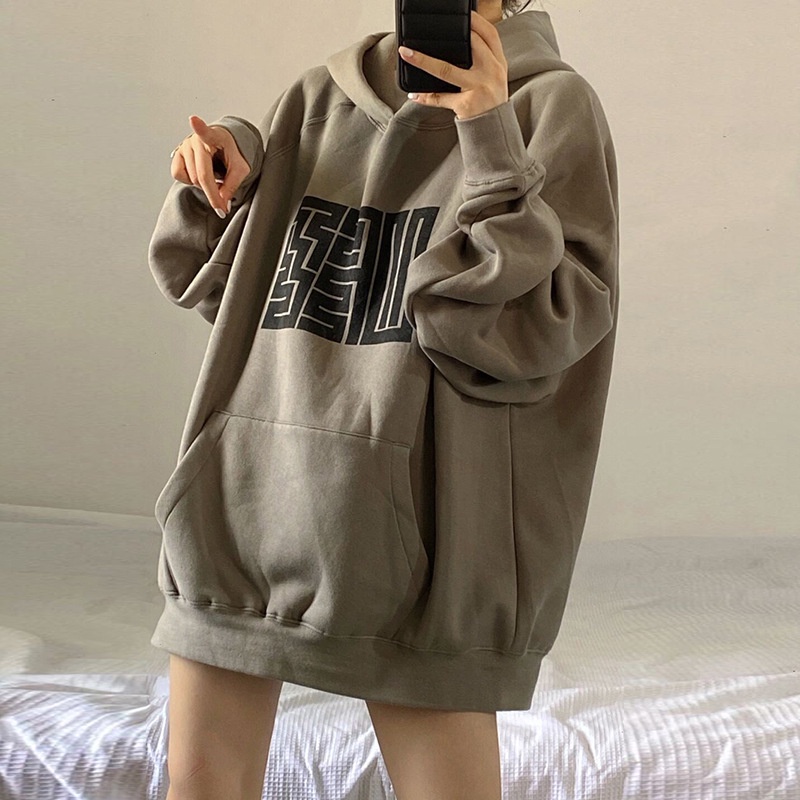 RSB BJ362 Sweater Hoodie Labirint Atasan Wanita Dan Pria Korean Style