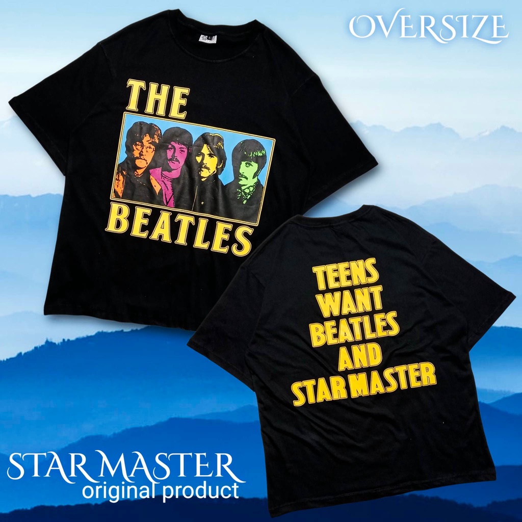 Kaos Oversize Band The Beatles Warna Hitam Kaos Distro Original Star Master The Beatles Tshirt Jumbo