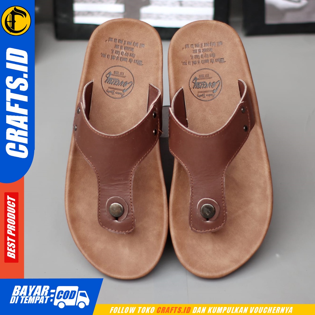 Sandal Jepit Pria Kulit Asli Crafts Walet